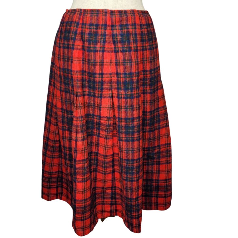 Vintage Pendleton Red and Blue Plaid Midi Skirt Size Small